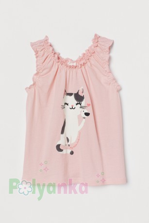 H&M Майка розовая с кошкой - Картинка 1