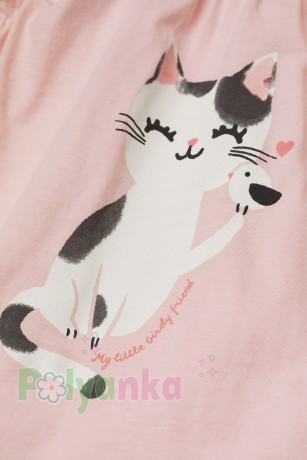 H&M Майка розовая с кошкой - Картинка 2
