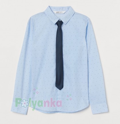 H&M Рубашка для мальчика голубая с галстуком - Картинка 1