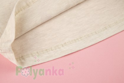 Wanex Футболка с длинным рукавом для девочки бежевая с енотом - Картинка 7